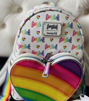 Loungefly Lisa Frank Logo Heart Detachable Rainbow Bag Mini