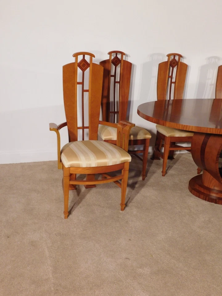 Vintage Italian Carpanelli Furniture Art Deco Nouveau Cherry Inlaid Dining Set - Image 2 of 4