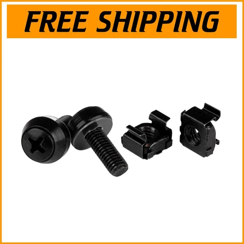 Durable M6 Rack Screws and Cage Nuts - 12mm Installation Set - 50 Count