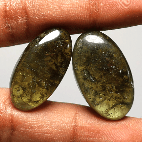 2 piezas Vesuvianita Natural Alta Calidad 28MM Cabujón Ovalado Piedras Preciosas Sueltas Sin Tratar - Imagen 3 de 17