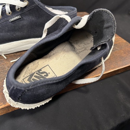Vtg 1990 Vans Shoes Size 9.5 Womens Plimsoll USA Navy Blue Suede Ribbed Bumper - Picture 19 of 24