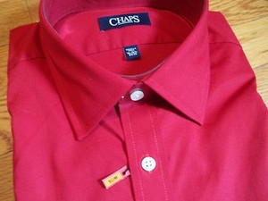 NWT NEW mens dark red CHAPS wrinkle free stretch collar dress shirt $50 retail
