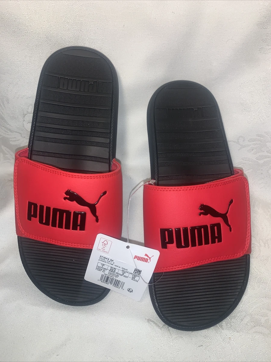 PUMA Cool Cat V Slides Red Black Sandals 371044 04 Mens Size 8 NEW