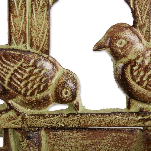 Iron House Bird Feeder Wall Mounted Porch Deck Fence Post Verdigris Decor 9" H - Picture 7 of 9
