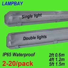 LED Tube Light Fixture 2ft 4ft 5ft Vapor Proof G13 Lamp Housing IP65 Waterproof