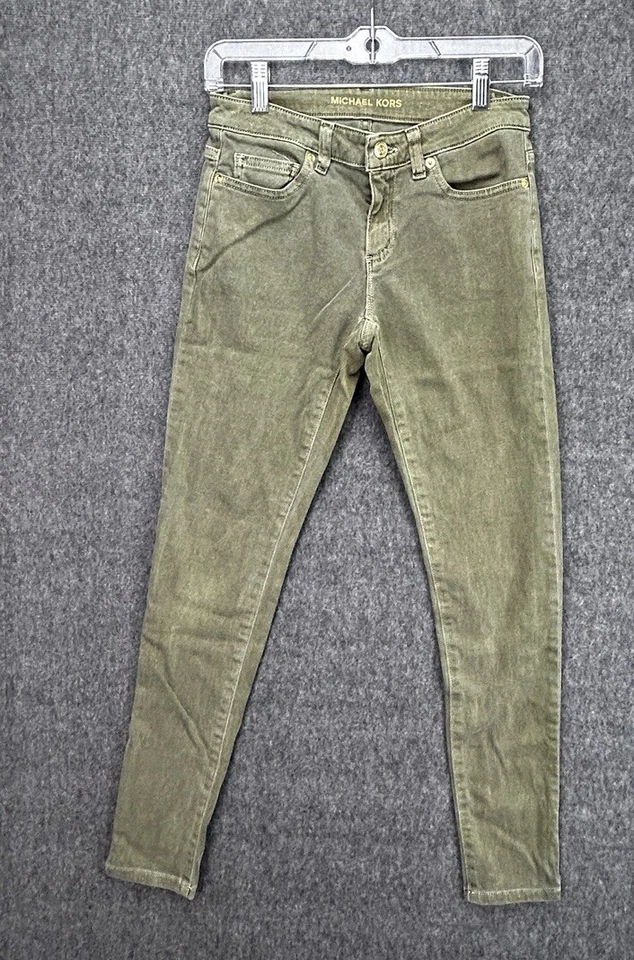 Pantalones Michael Kors Verde Izzy Ajustados Talla 2 Foto 2 de 4
