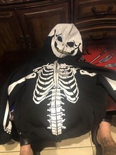 Original Deluxe Hoodie skeleton Zip Up Head size S Bin83