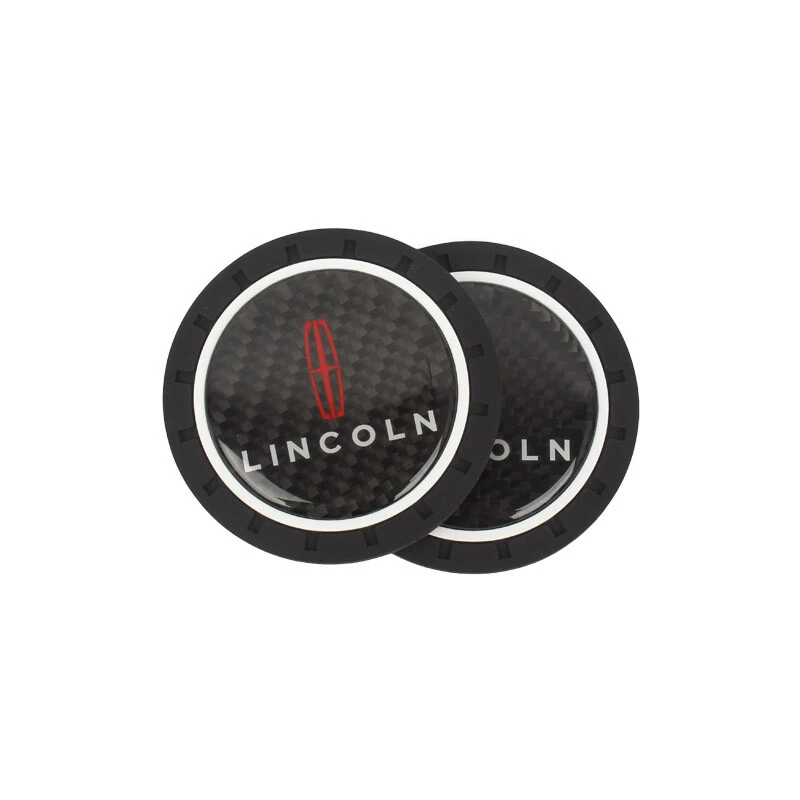 Alfombrilla antideslizante antideslizante para portavasos de silicona de fibra de carbono real 2 piezas para LINCOLN Foto 3 de 4