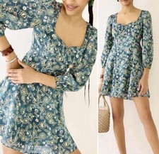 J.Crew Sweetheart Puff Sleeve Mini Dress Green Floral sz 6