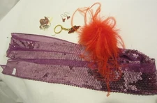 RED HAT lot jewelry purple sequin scarf pin key ring rhinestone earrings 4 NEW
