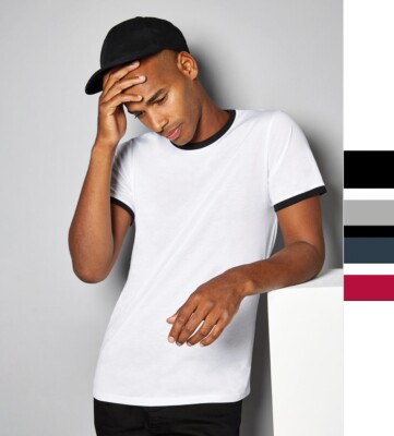 Kustom Kit Herren Fashion Fit Ringer Tee Kontrast Shirt ReLabel KK508 NEU