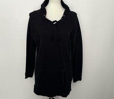 Zenana Outfitters Hoodie Sweatshirt Black Stretch Pouch Pocket Sz M