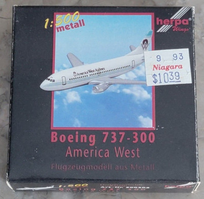 Vintage New 1993 Herpa Wings 1:500 Boeing 737-300 America West Airlines 500302
