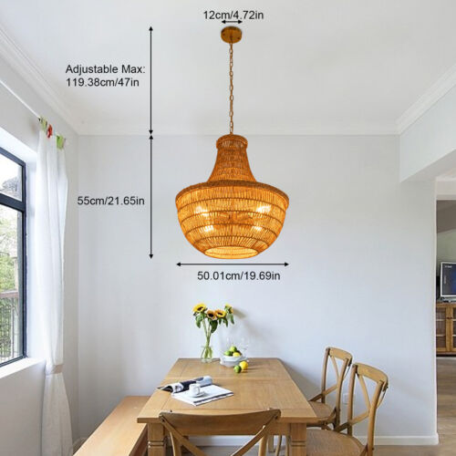 Large Pendant Light Rattan Lampshade Light Fixtures Hanging Ceiling Lamp Crafts