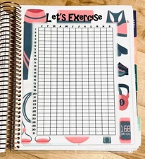 Exercise Walk Fitness Gym Tracker Dashboard Insert 4 use w Erin Condren Planner~