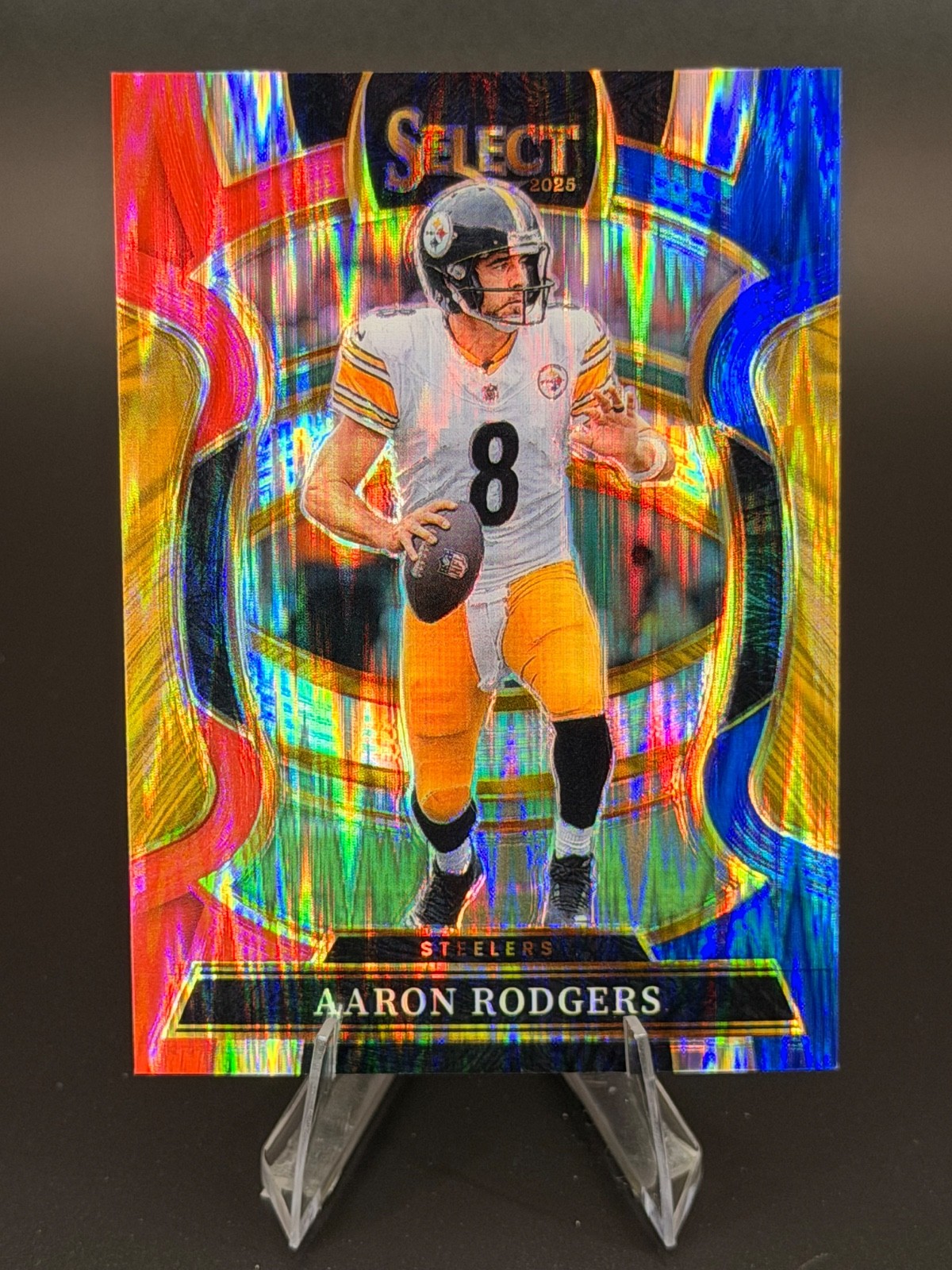 2025 Panini Select - Concourse Aaron Rodgers #51 Red & Blue Shock Prizm Steelers