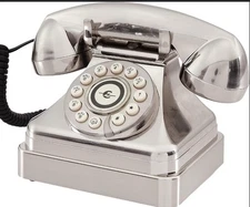 Crosley CR62-BC Kettle Classic Corded Desk Phone Landline Home Brushed Chrome
