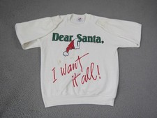 Vintage Christmas Sweatshirt Mens Large White Dear Santa Holiday Made in USA
