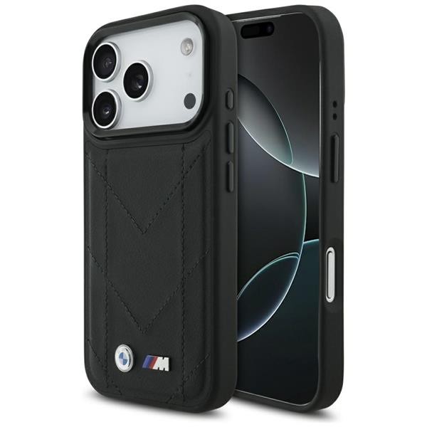 MagSafe Case iPhone 17 Pro Black Faux Leather BMW LOGO Metal