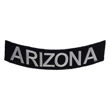 ARIZONA Rocker Patch - 12" x 2.5" Large Black & Silver Biker Vest Jacket DIY Cut