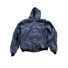 Berne Heavy Duty Duck Hooded Work Jacket Men’s L Regular Insulated HJ51ND Blue