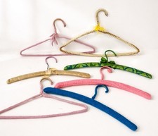 Vintage Crochet Satin Padded Hangers Lot Of 7 Cottagecore Boutique Display