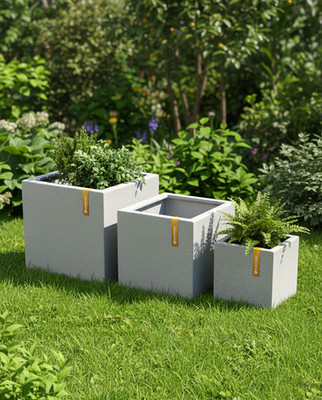 Esteras Arnhem Pflanzkübel Blumenkübel SET Grau 47cm , 37cm , 27cm 3er Set