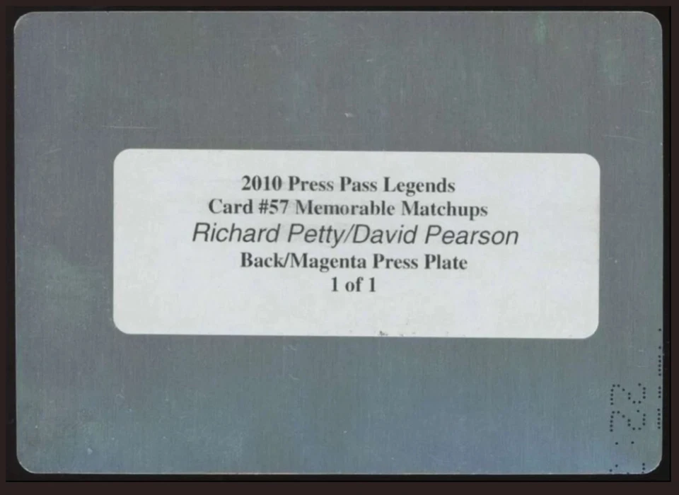 Richard Petty David Pearson 1/1 2010 Press Pass Legends Magenta Printing Plate - Image 2 of 3