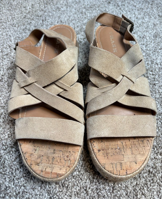 Trask Womens Size 9 Randi Suede Strap Platform Sandal Beige Taupe Oiled Suede