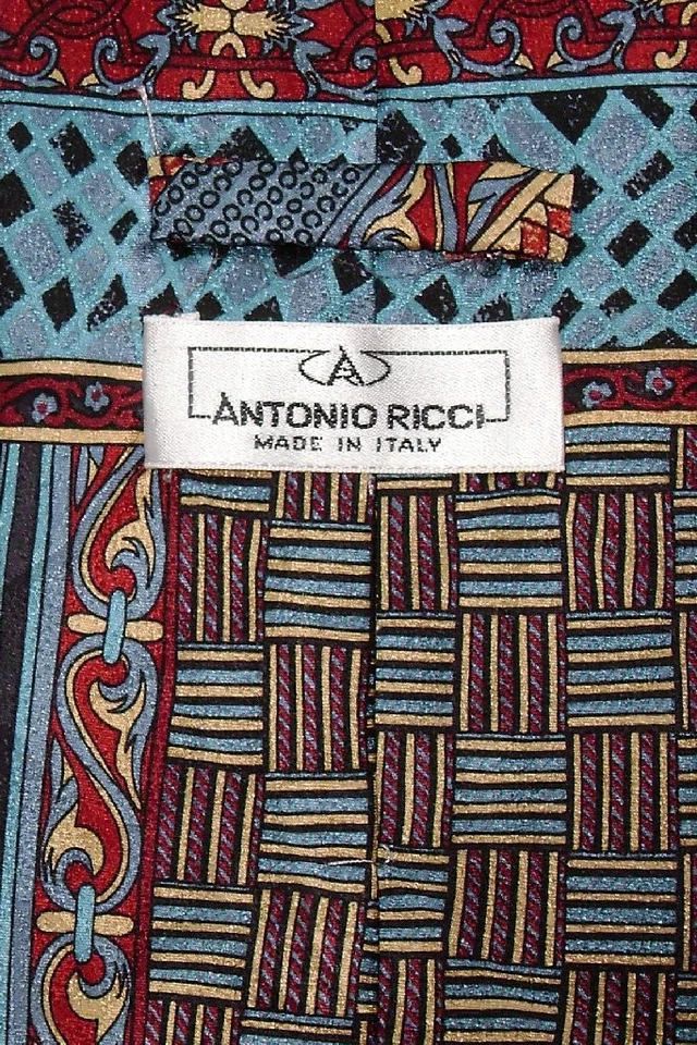 Antonio Ricci SILK NeckTie Made in ITALY Geometric Design Mens Neck Tie #3104-3 - Image 2 of 2