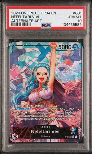 2023 One Piece Nefeltari Vivi Leader Alt Art Eng #OP04-001 PSA 10