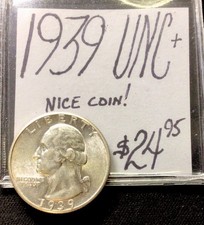 1939 Washington Silver Quarter UNC+! Nice Coin! ENN Coins