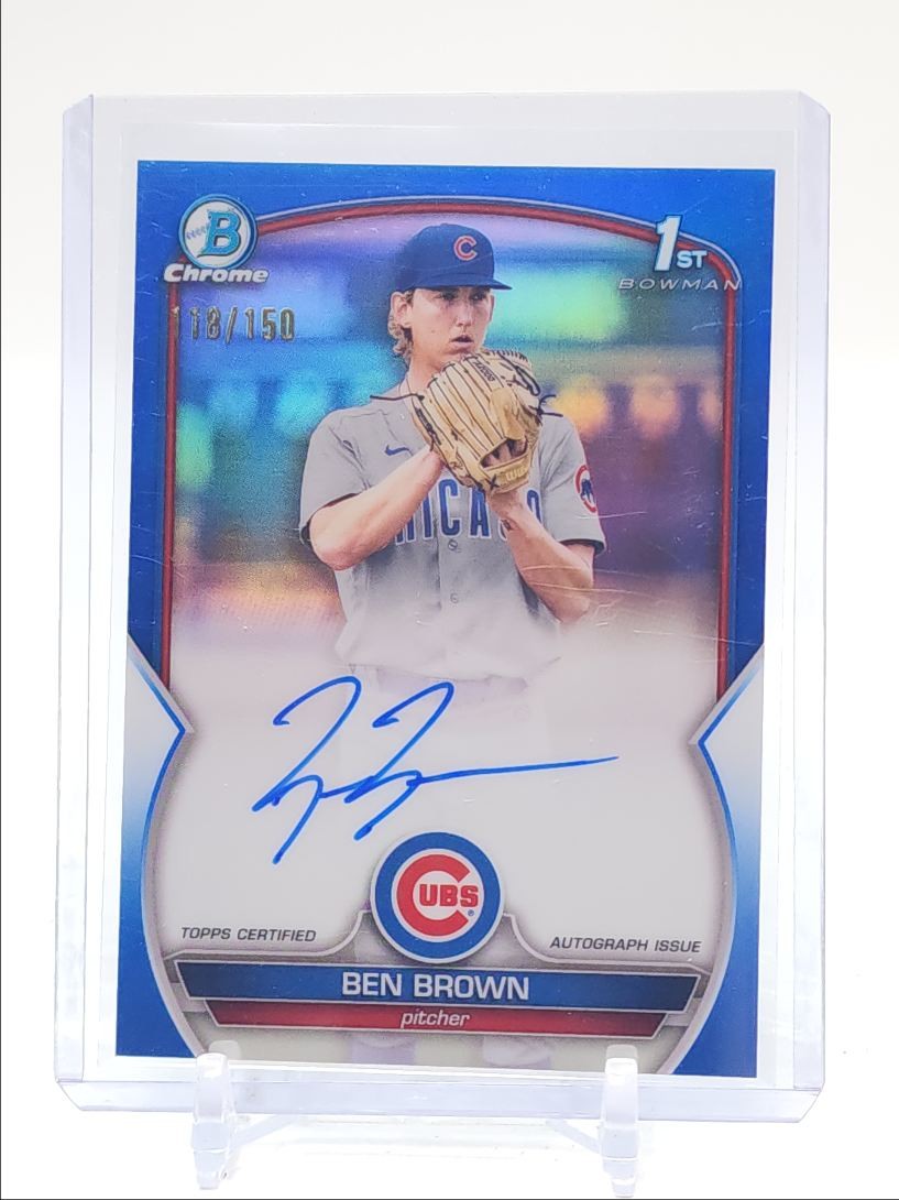 BEN BROWN 2023 BOWMAN CHROME 1ST AUTOGRAPH TRUE BLUE AUTO /150 Q5368