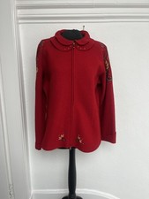 Norlender Strickjacke rot Wolle bestickt Damen 2XL XXL Norweger Strick Reißverschluss