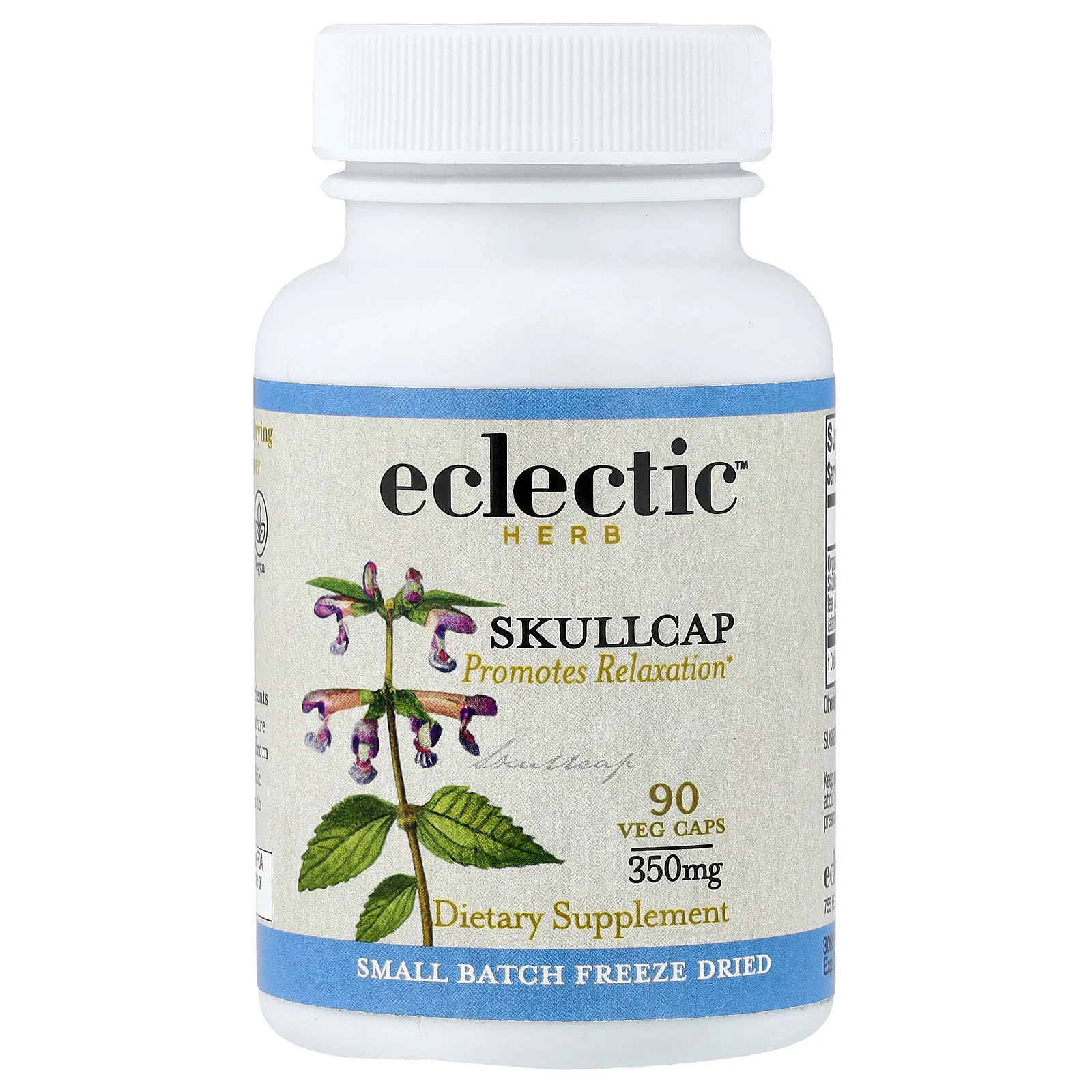 Eclectic Institute Skullcap 350 мг 90 растительных капсул, не содержащих ГМО, без молочных продуктов