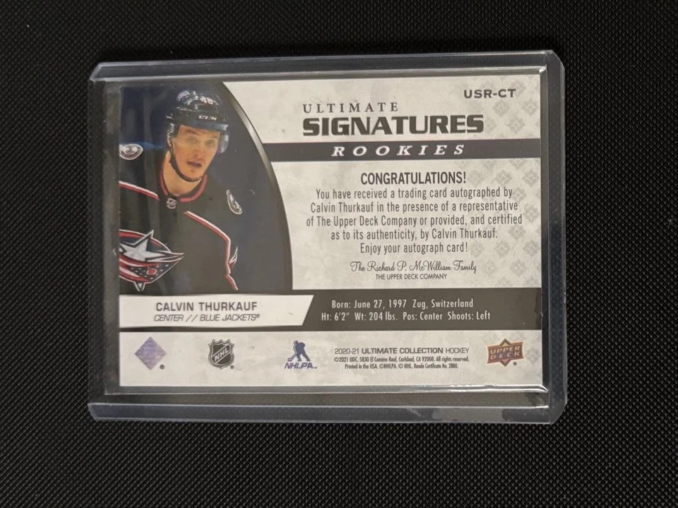Calvin Thurkauf Autographed Ultimate Signatures Rookie Card - Blue Jackets - Image 2 of 2