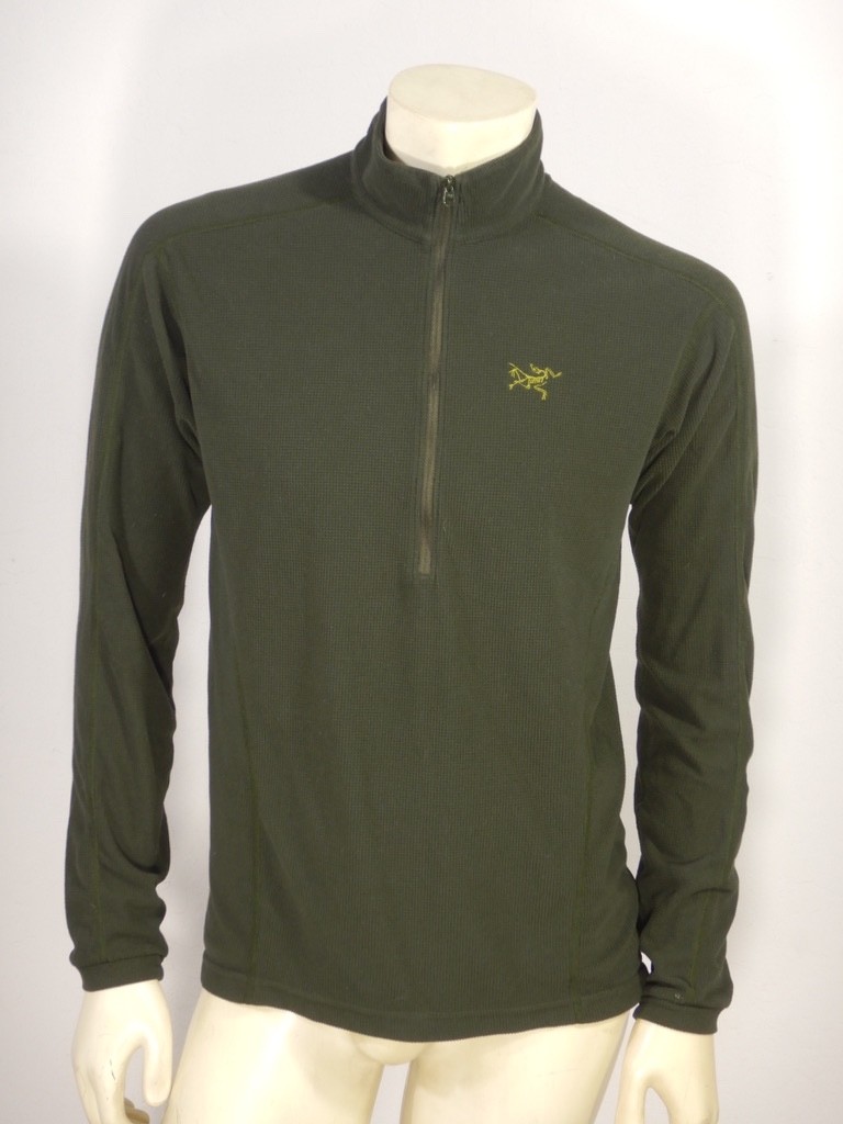 Arc'teryx DELTA LT mezza zip pullover giacca pile verde DIFETTI taglia MEDIA
