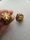 Vintage Miriam Haskell Gold Tone Lion Rhinestone Screw Back Earrings
