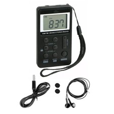 Black AM/FM Pocket Radio Mini Walkman Digital LCD Screen with 3.5mm Earphone