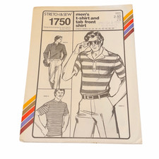 Men s Vintage 1970s Sewing Pattern by Stretch Sew 1750 t shirt / tab front sh