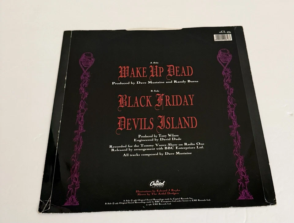 Megadeth – Wake Up Dead 1987 UK   12"  Vinyl Single/EP, Capitol 12CL 476 VG/VG Foto 2 de 4