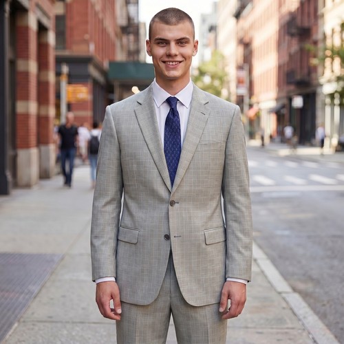 Stacy Adams Gold Mens 50R Grey Glen Plaid 2 Button Suit Blazer Trousers 42x30