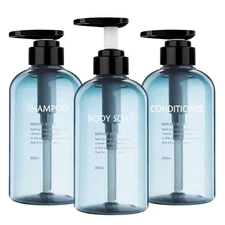 3pcs Refillable Shampoo and Conditioner Bottles, 16.9oz/500ml Shampoo Conditi...