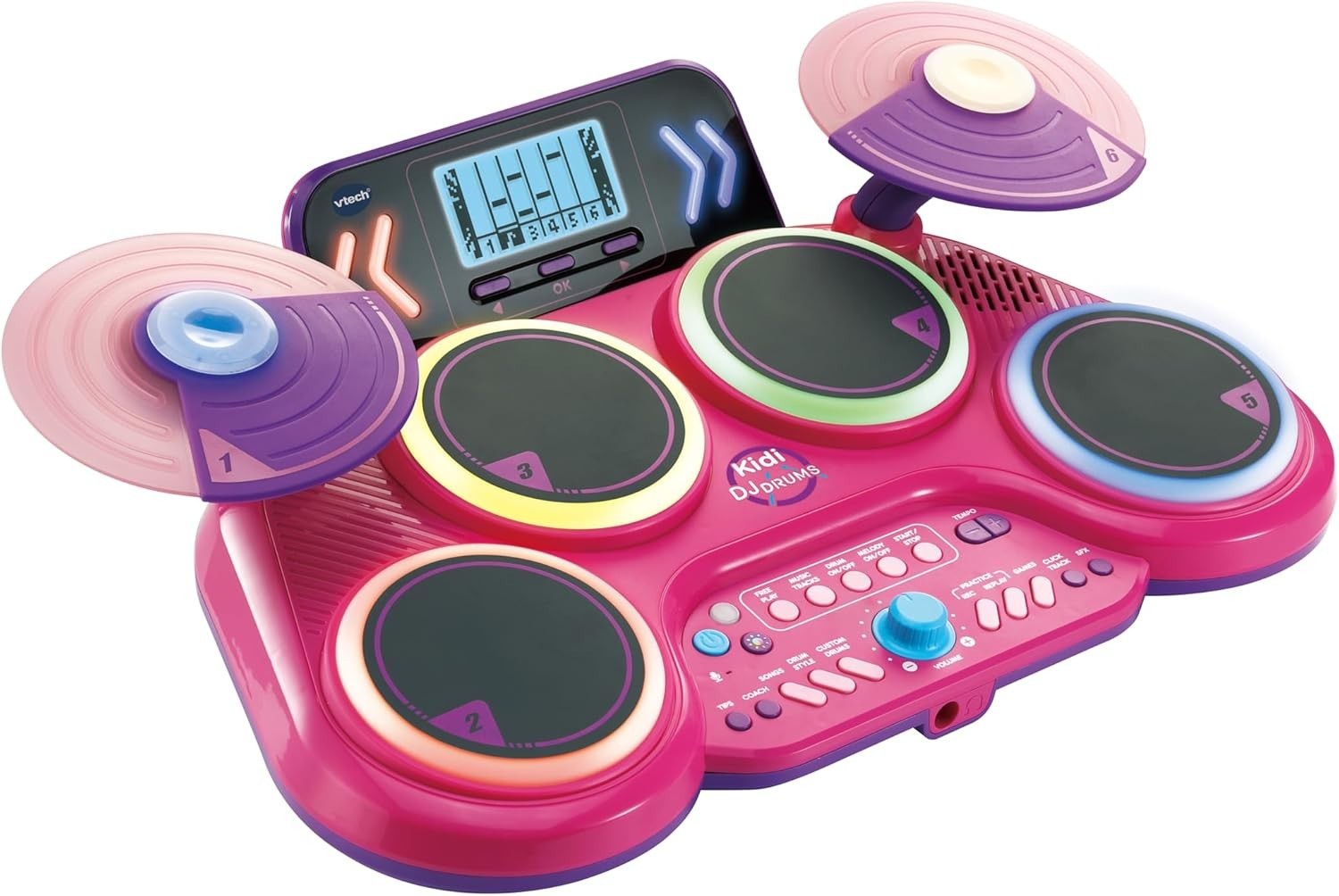VTech Kidi DJ Drums Pink Light up Electronic Drum Kit Kids with 4 Drums 5+ New