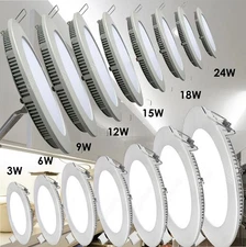 LED Panel Light 3W 6W 9W 12W 15W 18W 24W Round Recessed Ceiling Down Lights