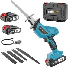 Cordless Reciprocating Saw 20V W/ 2 Batteries & Charger Variable Speed 0-3000SPM
