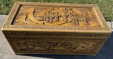 Vintage antique Asian hand craved storage chest/trunk 35x17x16