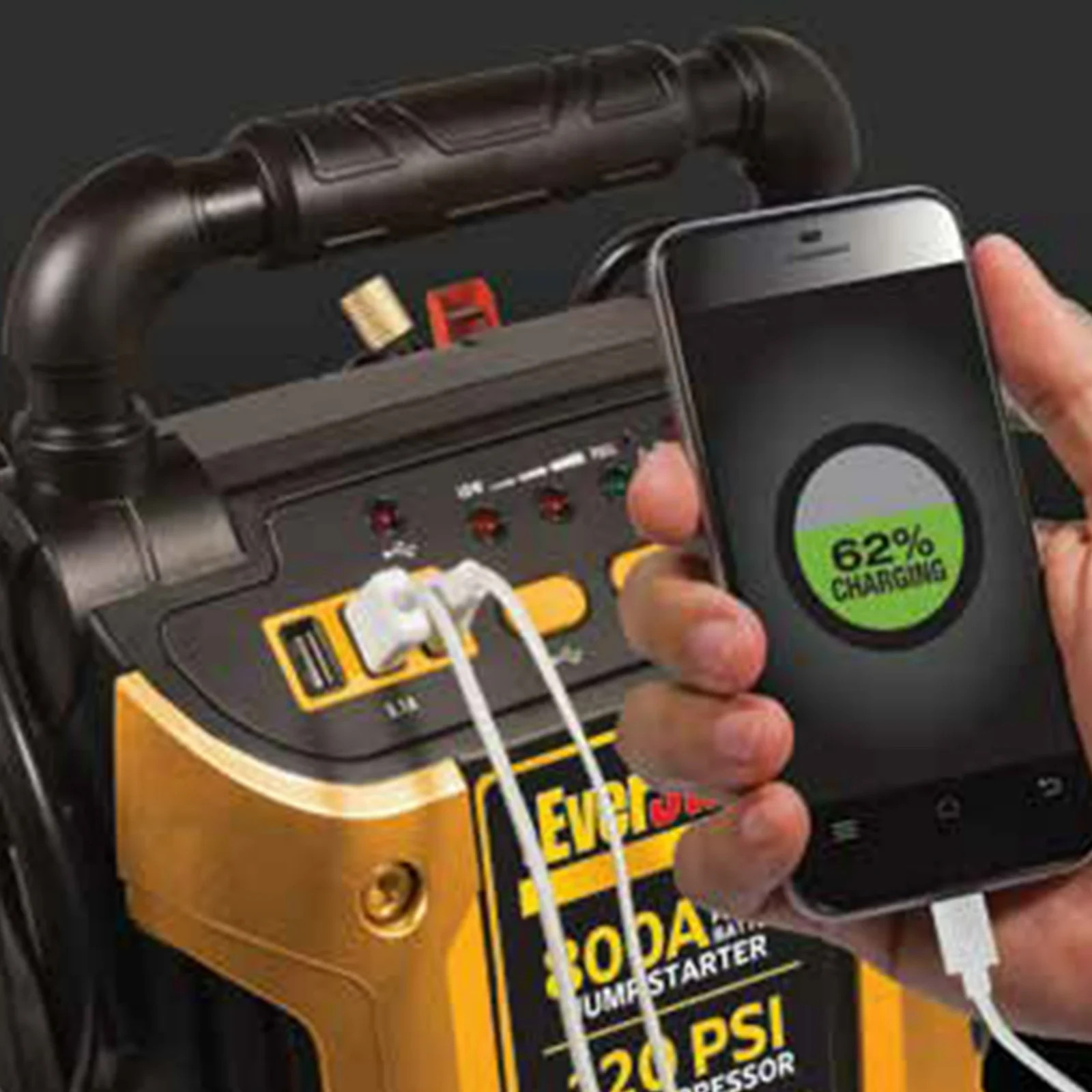 EverStart Maxx 1000 Peak Amp Jump Starter with 120 PSI Compressor, 3 USB Ports