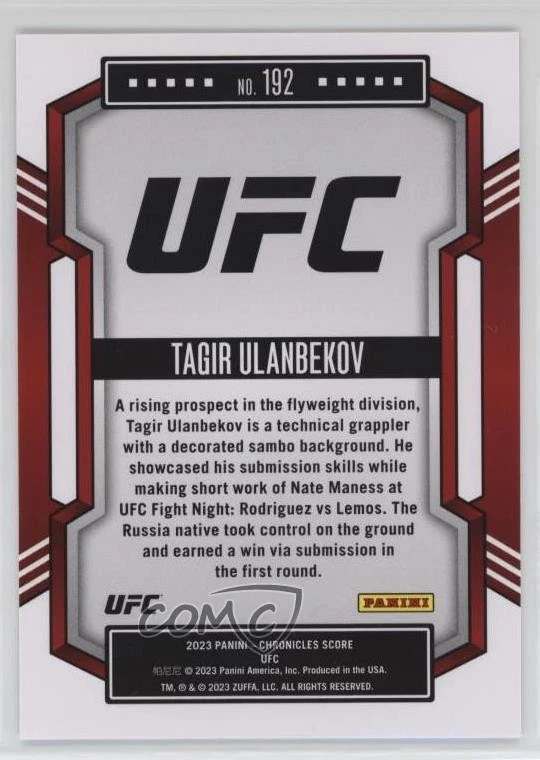 2023 Panini Chronicles UFC Score Red /199 Tagir Ulanbekov #192 Rookie RC - Image 2 of 2