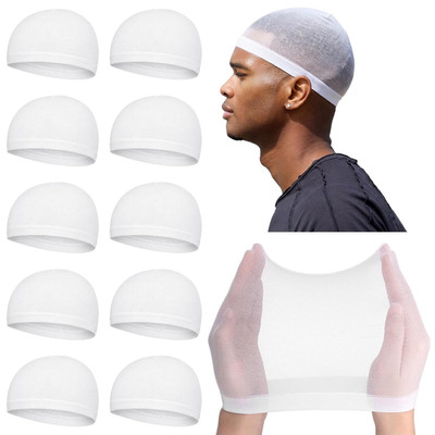 10 Pcs White Stocking Wave Cap Nylon Beanie Stretchy Wig Caps for Men Women